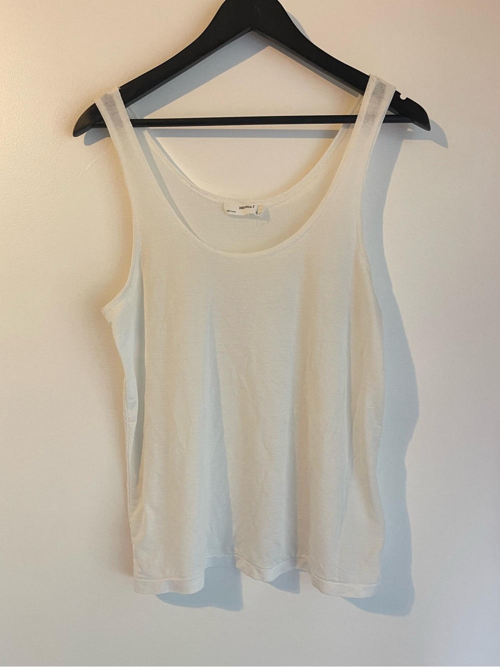 Zara Special-T White Semi Sheer Scoop Neck Tank Top Medium Layering Basic